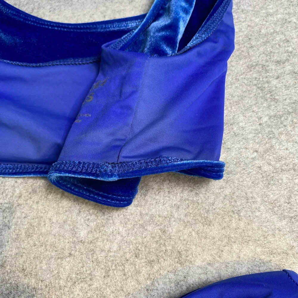 S04 Frankie’s Bikinis Blue Velour Swimsuit M